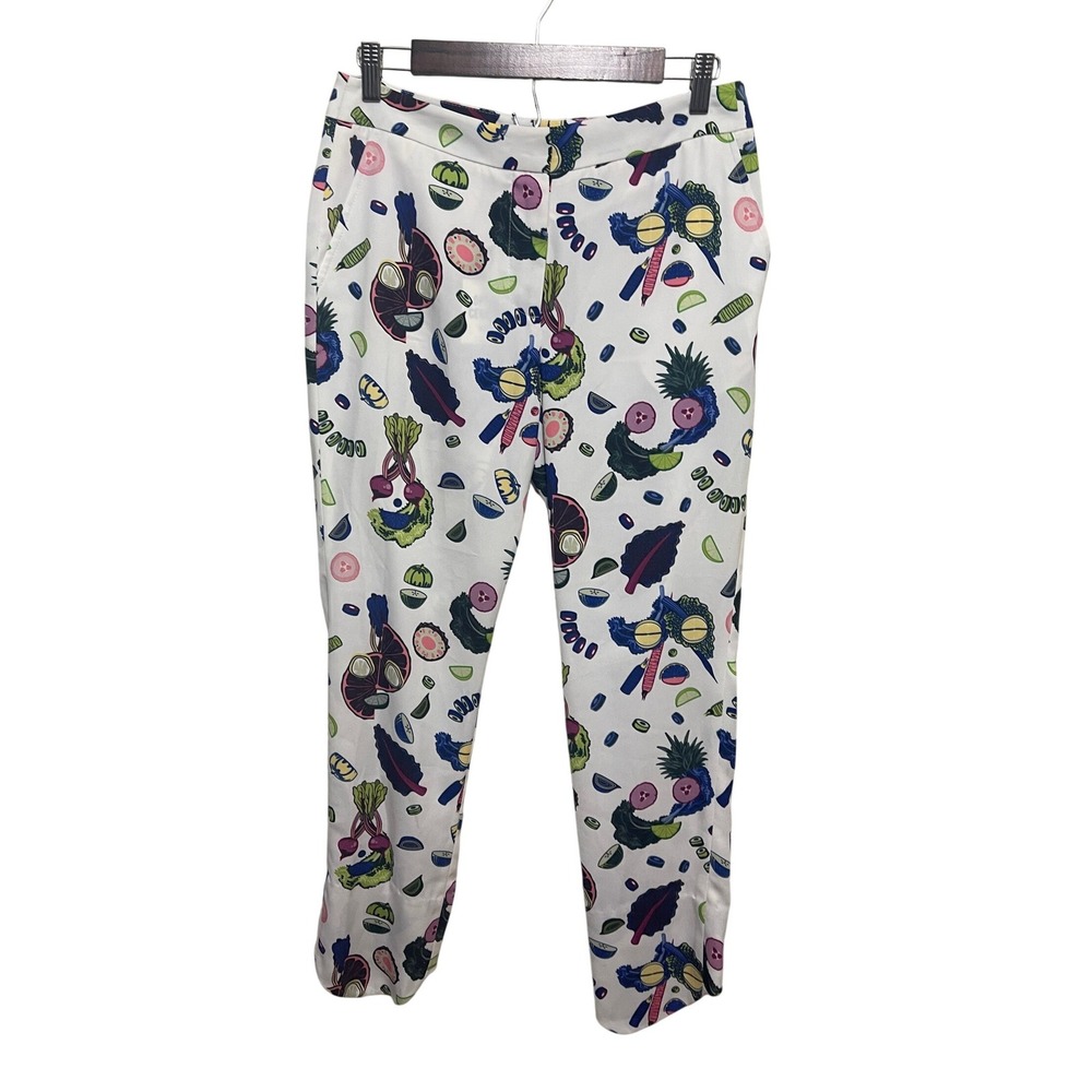 Opening Ceremony Fun Whimsical  Print Ankle Trousers White Multicolor Size 2 NWT